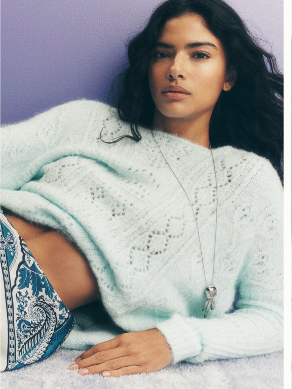 Anthropologie long sleeve pointelle sweater tunic